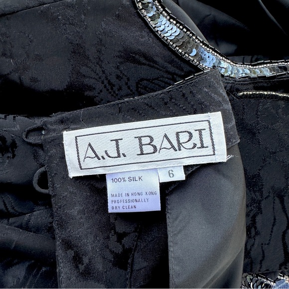 A.J. BARI 100% Silk 1980s Vintage Black Dress Asymmetrical Beaded with Sequins - Picture 13 of 13